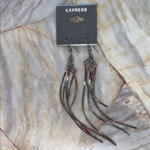 Gorgeous Silver Dangle Earrings Long Shiny